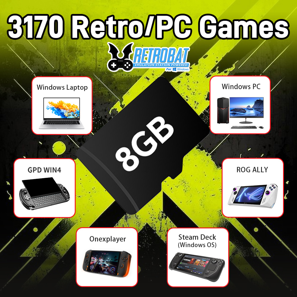 Retro Gaming On - 8GB Game TF Card with 3170