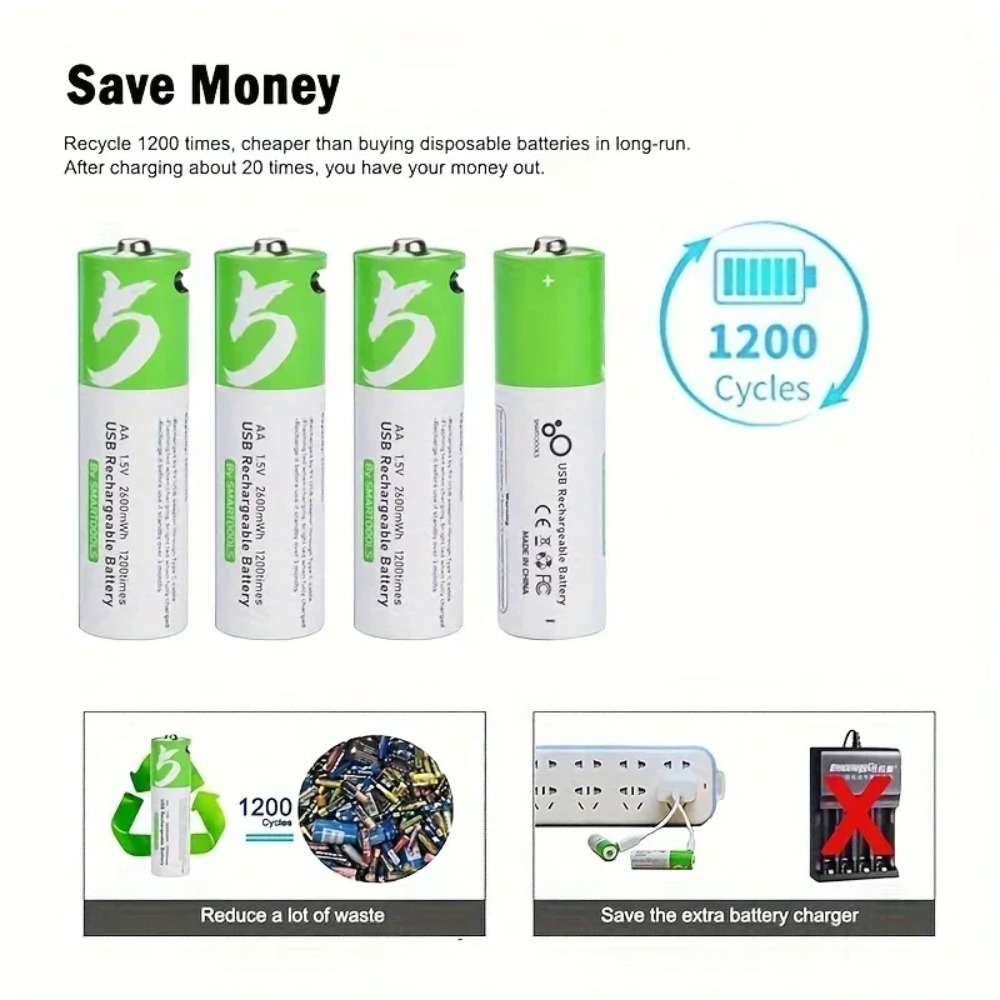 8pcs 1.5V AA 2600mWh  Battery  - Rechargeable Battery Aa review and price