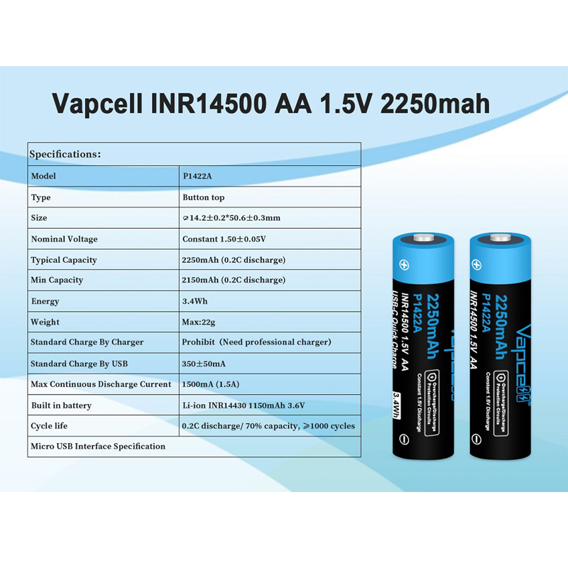 USB-C Charging Cell Vapcell  P - Rechargeable Battery Aa review and price