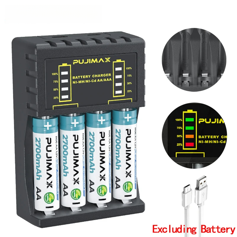 AA/AAA Battery Charger 4 Slots - Rechargeable Battery Aa review and price