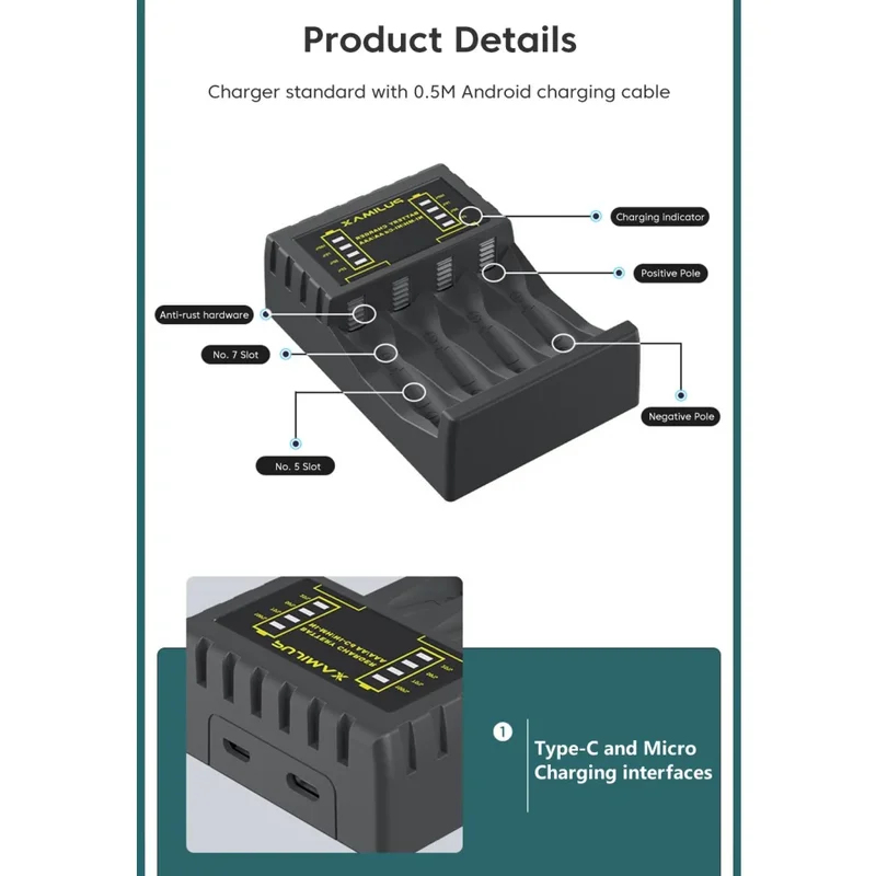 AA/AAA Battery Charger 4 Slots - Rechargeable Battery Aa review and price