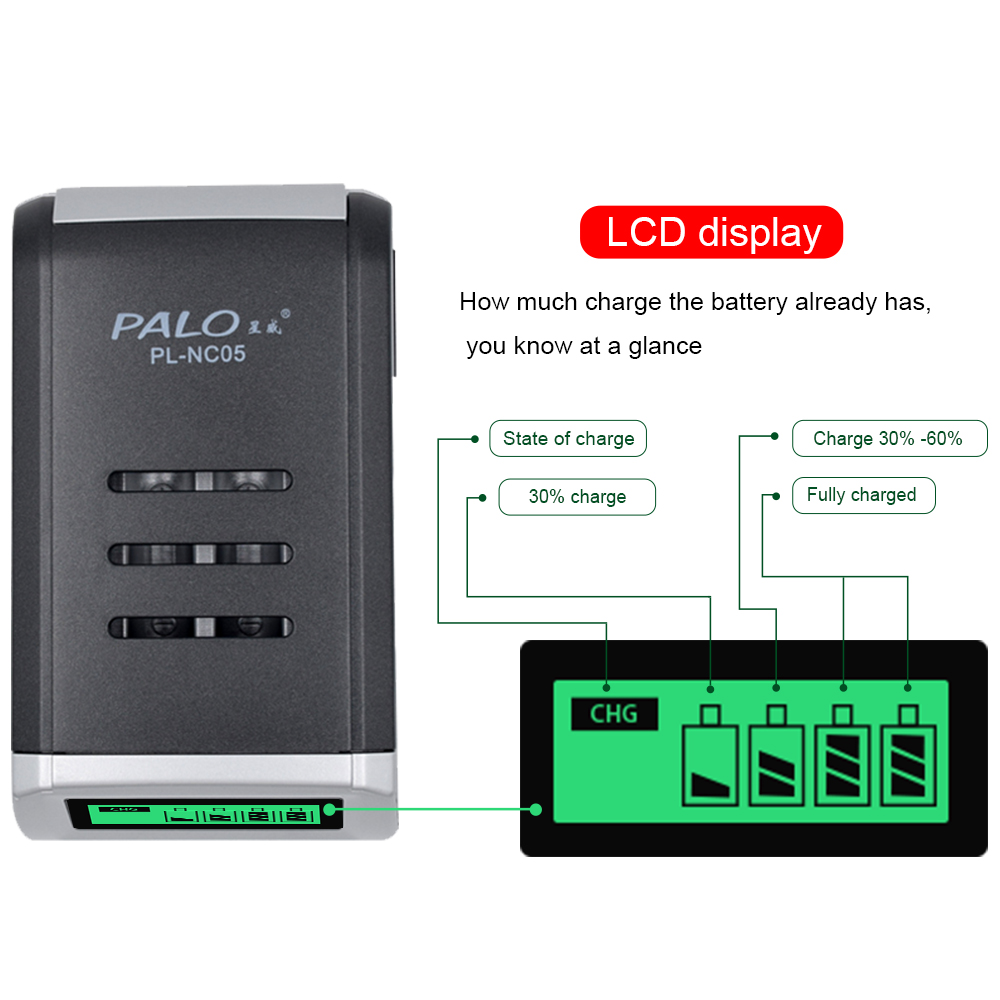 PALO 4 Slots Smart LCD Display - Rechargeable Battery Aa review and price