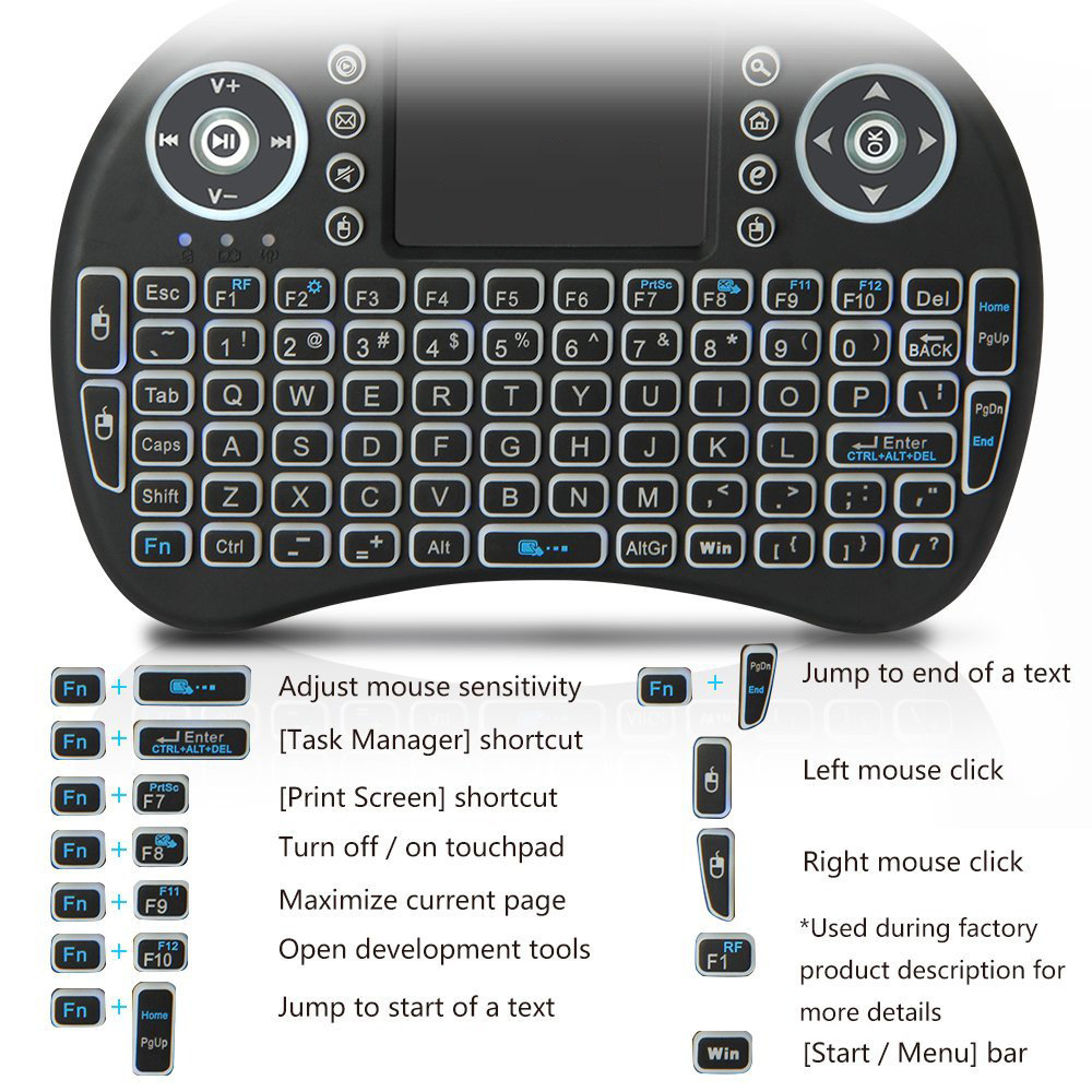 Backlit Mini Wireless Keyboard - Retro Gaming Tv Box review and price